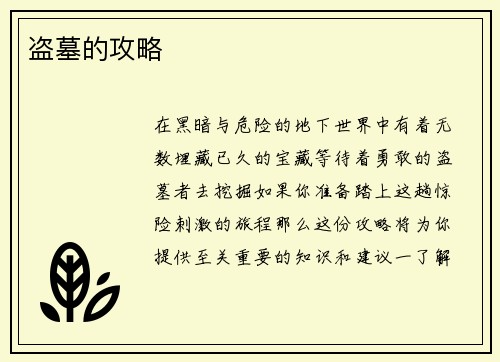 盗墓的攻略